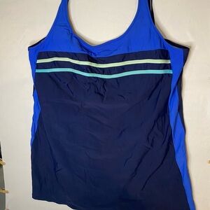 Delta Burke Blue and Navy One Piece Swimsuit